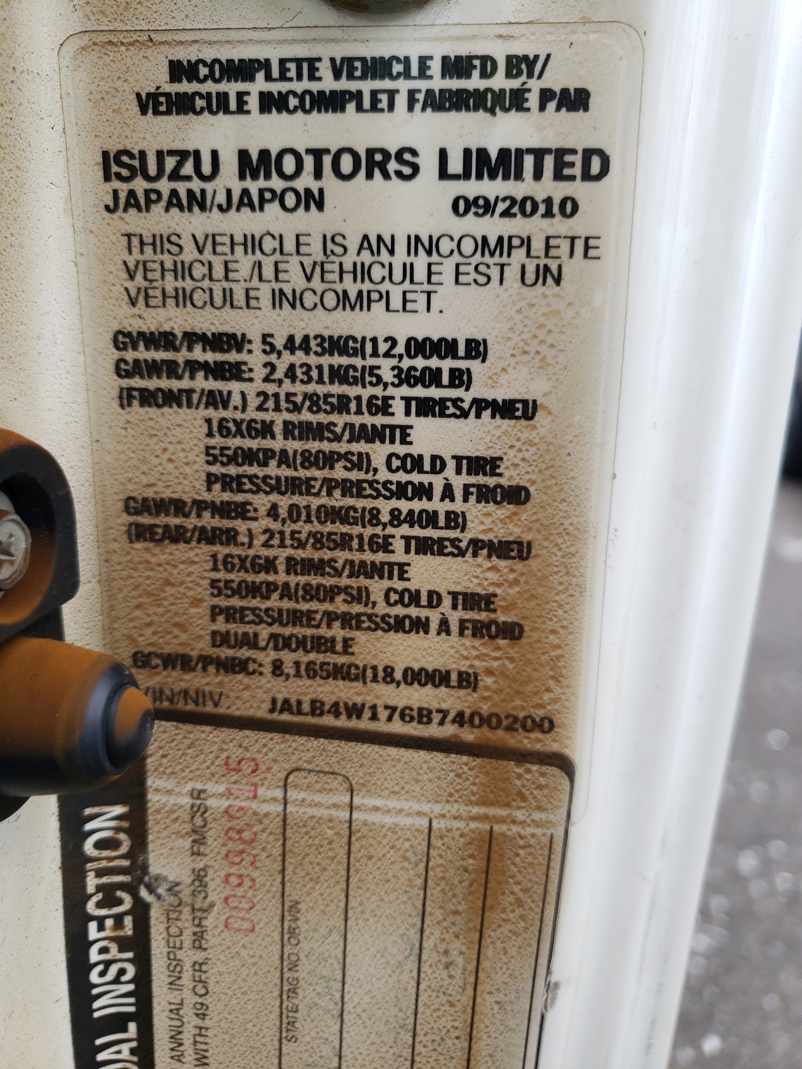 JALB4W176B7400200 2011 Isuzu Npr