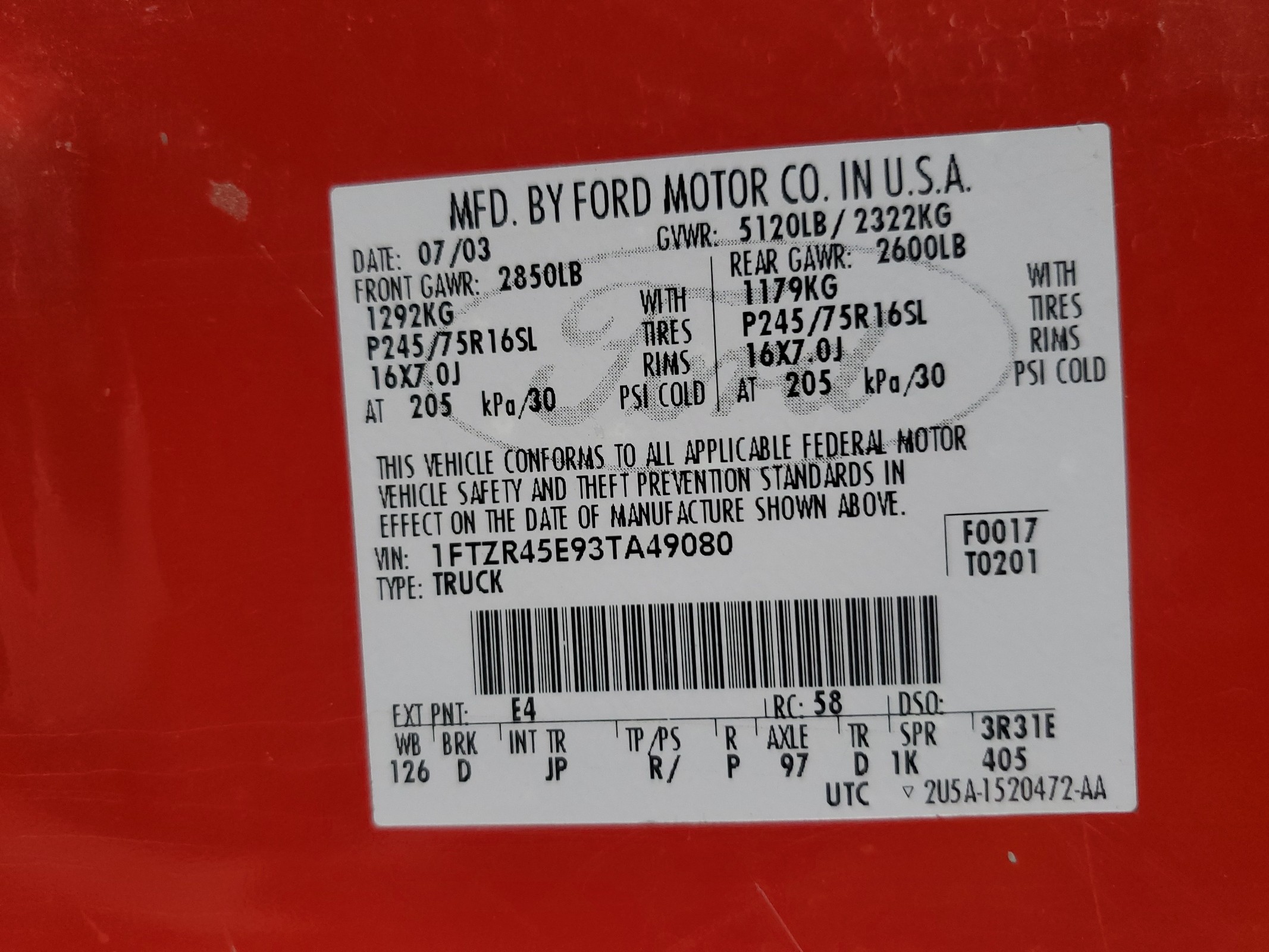 1FTZR45E93TA49080 2003 Ford Ranger Super Cab