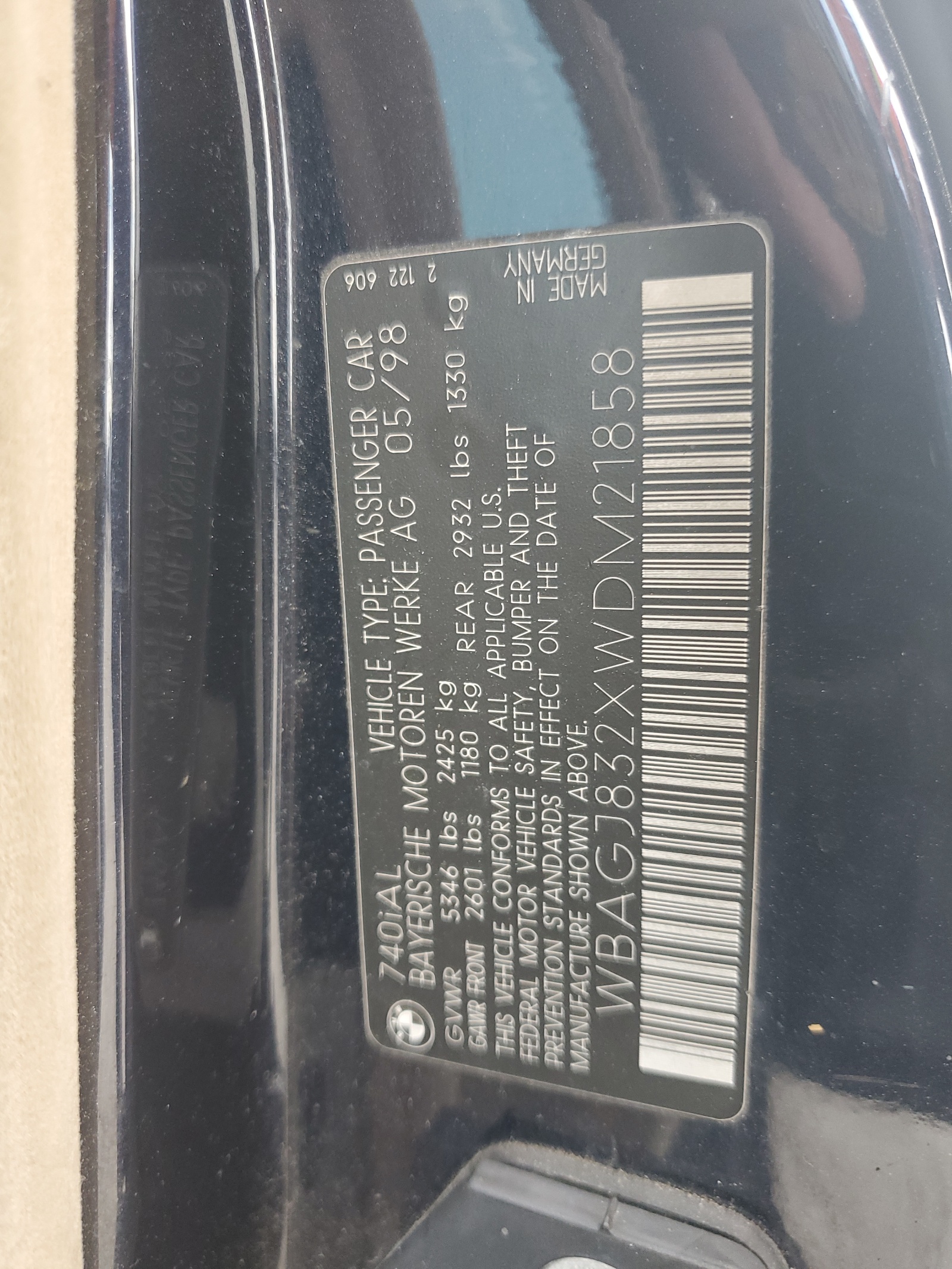 WBAGJ832XWDM21858 1998 BMW 740 Il