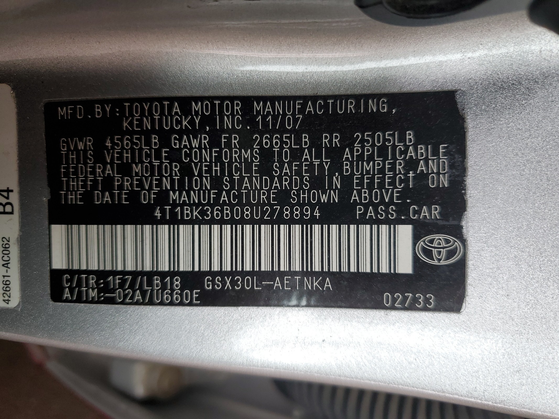 4T1BK36B08U278894 2008 Toyota Avalon Xl