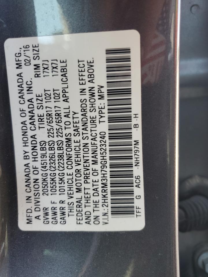 2016 Honda Cr-V Exl VIN: 2HKRM3H79GH523240 Lot: 65764034