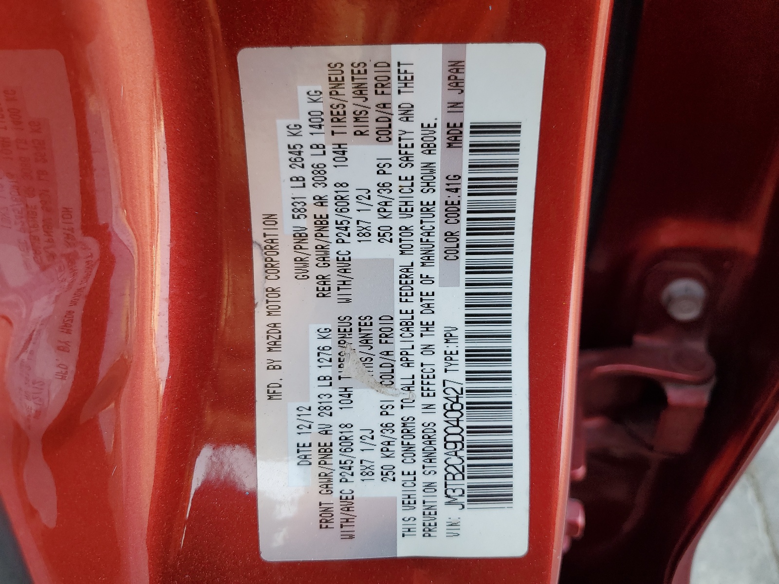 JM3TB2CA9D0406427 2013 Mazda Cx-9 Touring