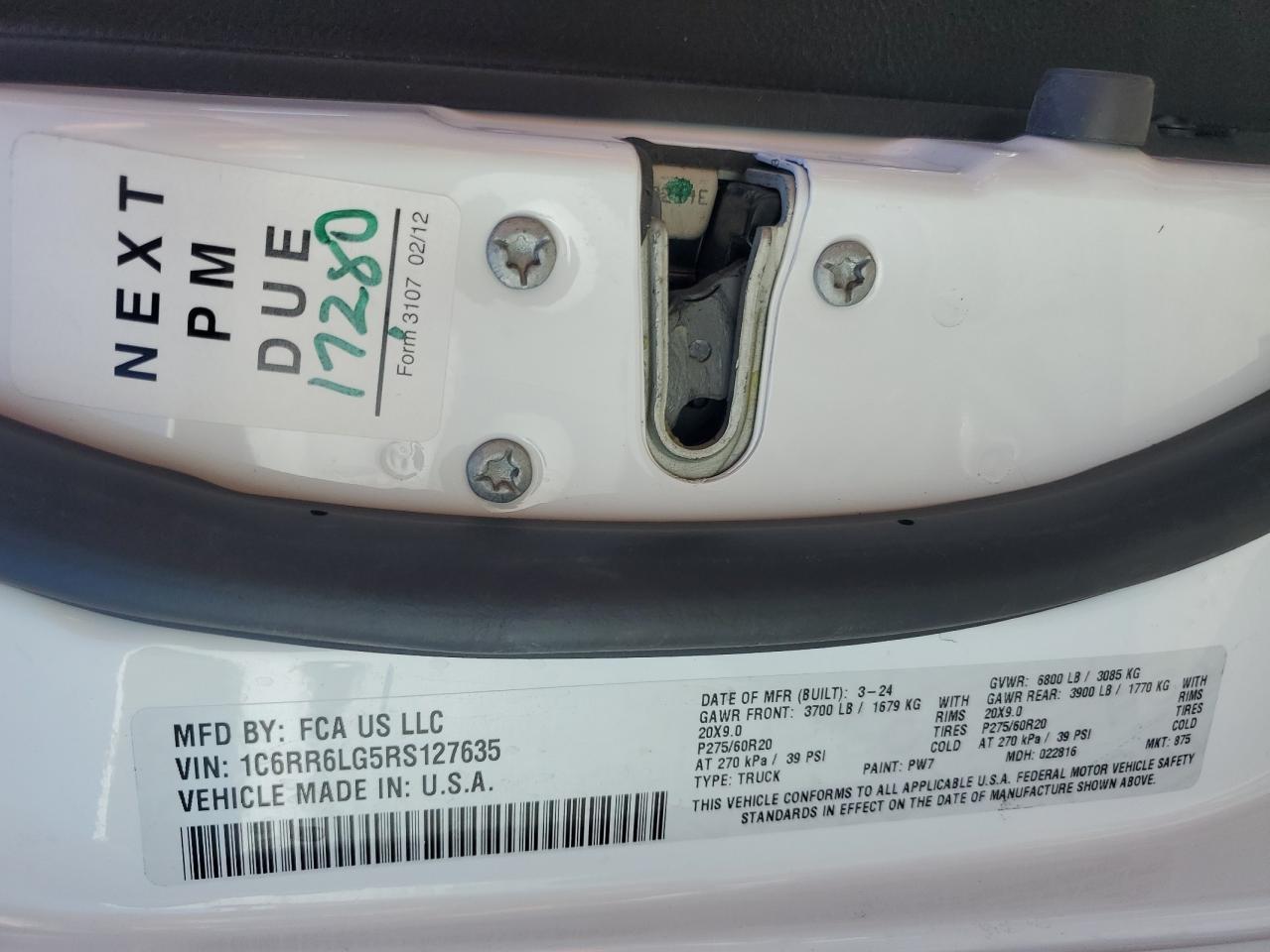 2024 Ram 1500 Classic Slt VIN: 1C6RR6LG5RS127635 Lot: 67642694