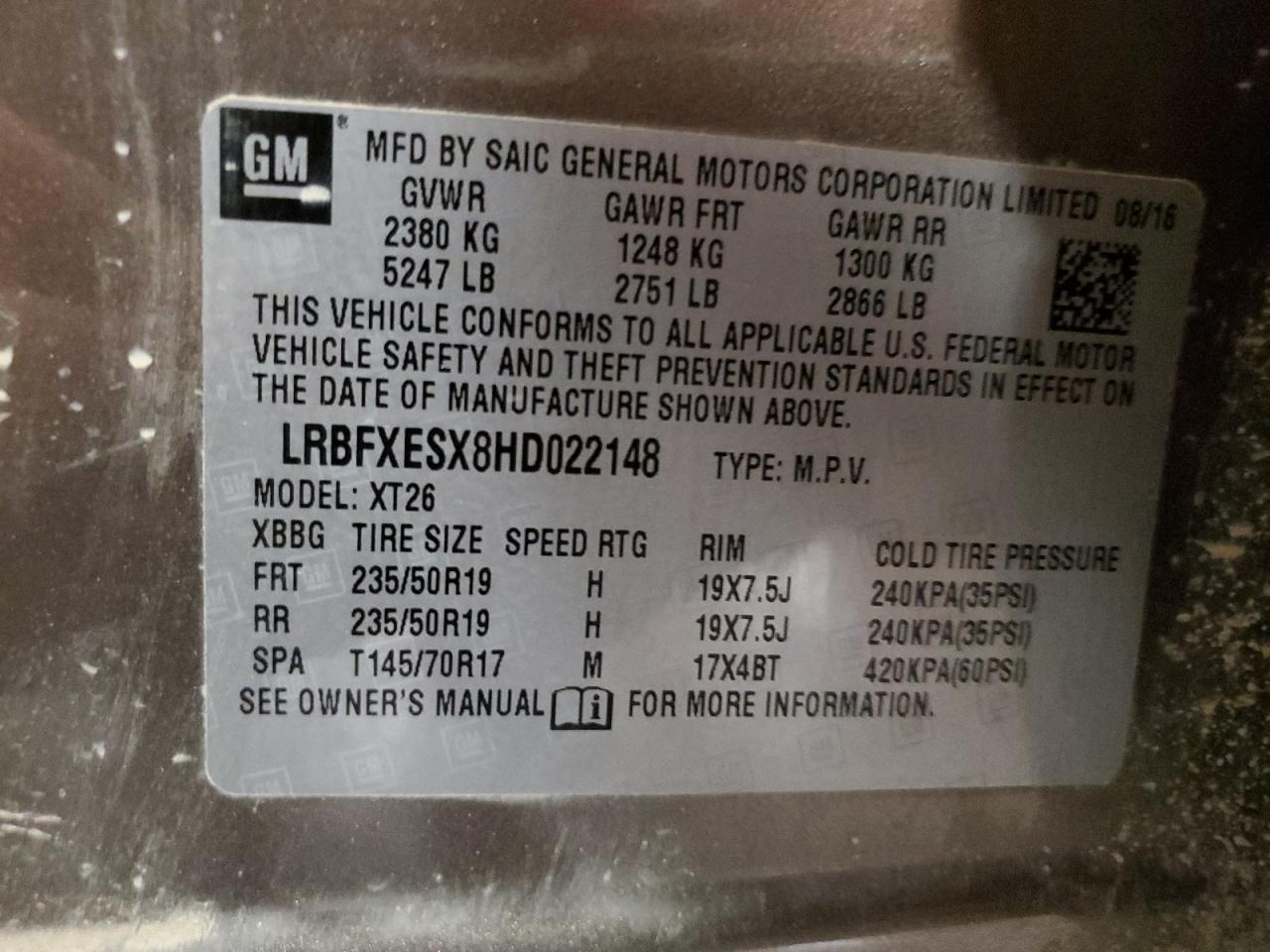 2017 Buick Envision Premium VIN: LRBFXESX8HD022148 Lot: 66659944