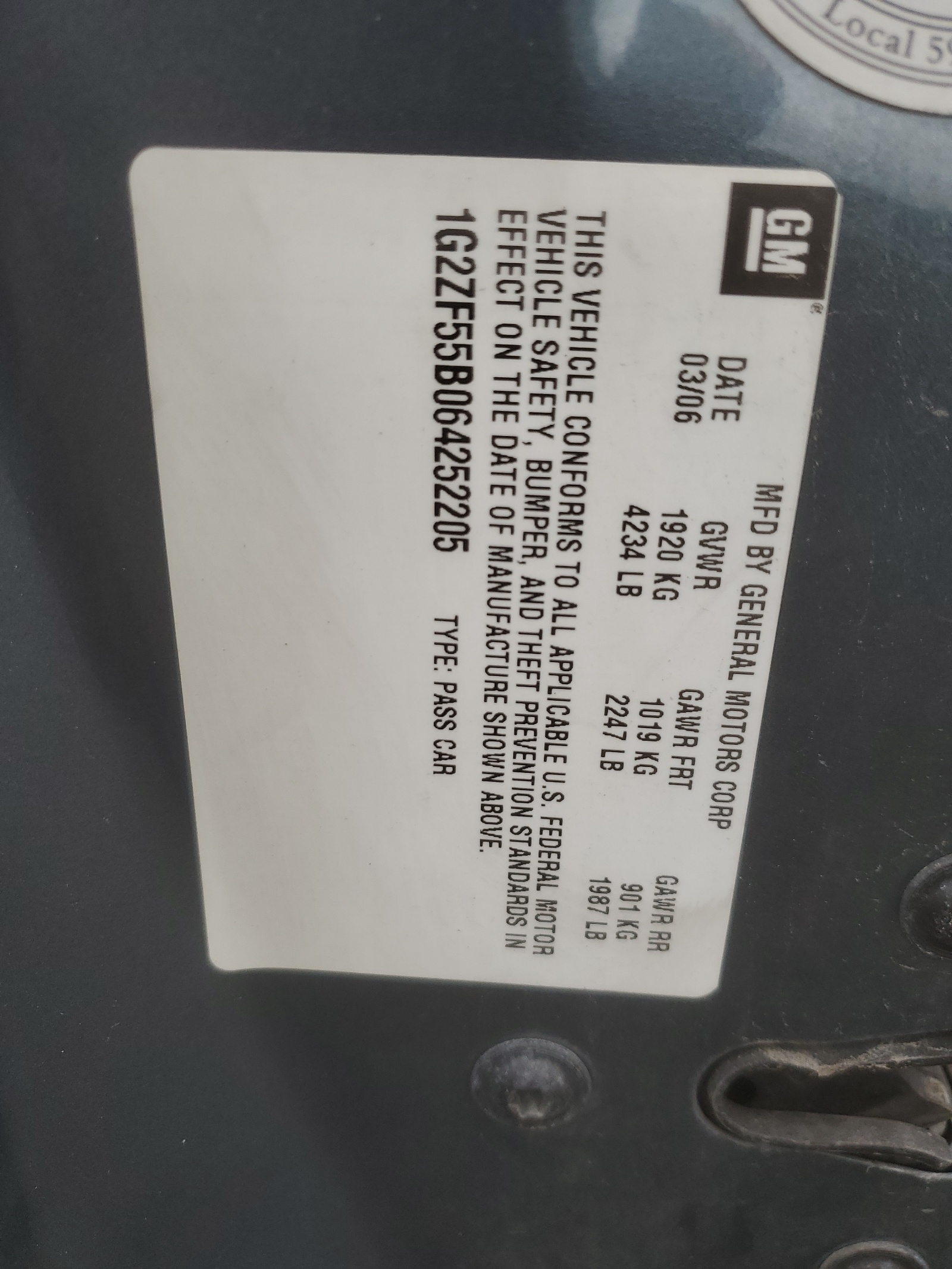 1G2ZF55B064252205 2006 Pontiac G6 Se