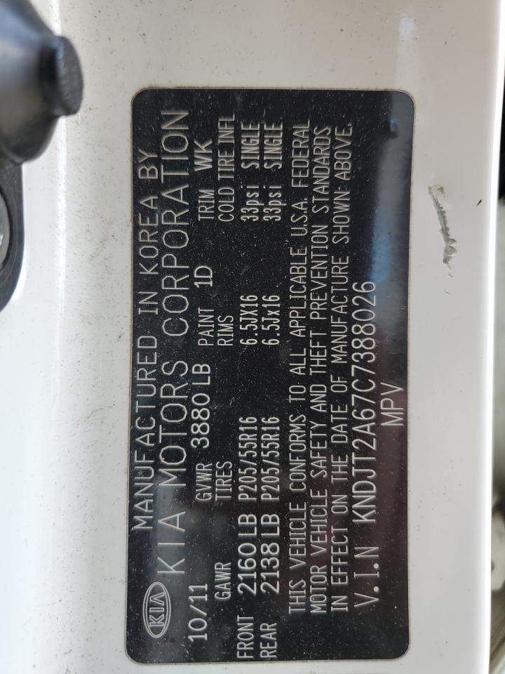 2012 Kia Soul + VIN: KNDJT2A67C7388026 Lot: 68466554