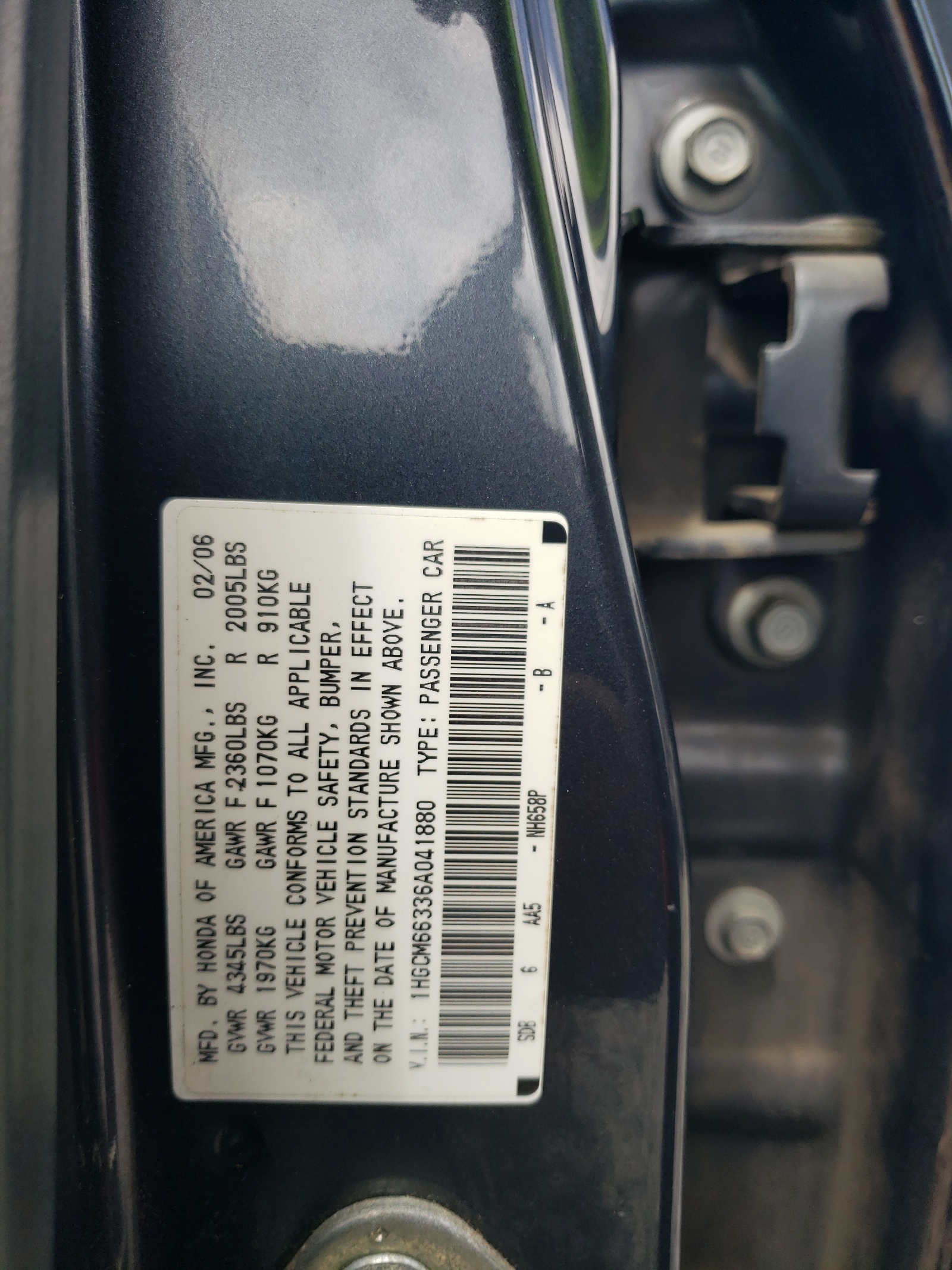 1HGCM66336A041880 2006 Honda Accord Lx