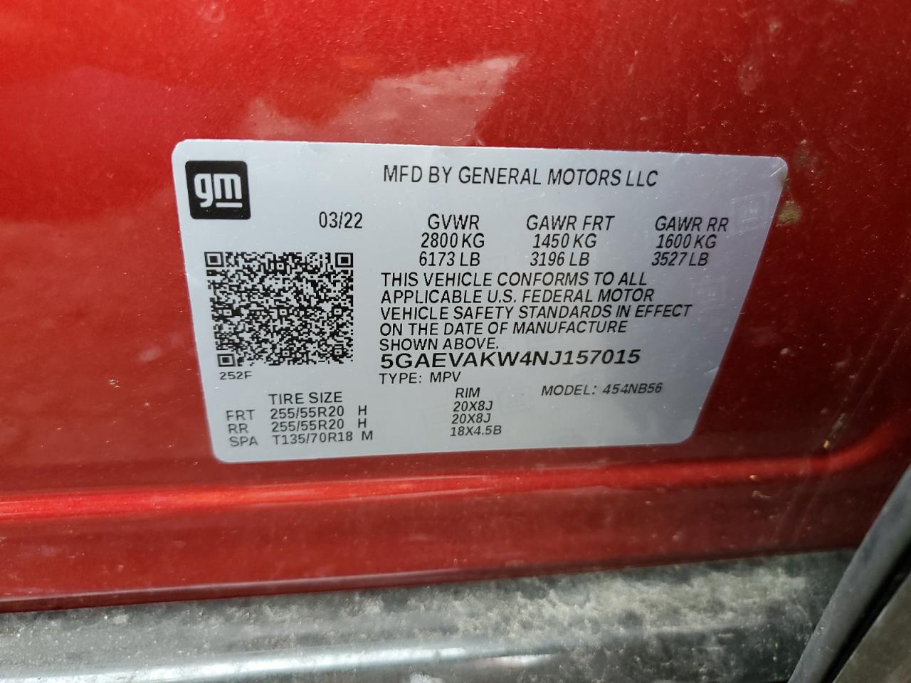 2022 Buick Enclave Essence VIN: 5GAEVAKW4NJ157015 Lot: 66790654