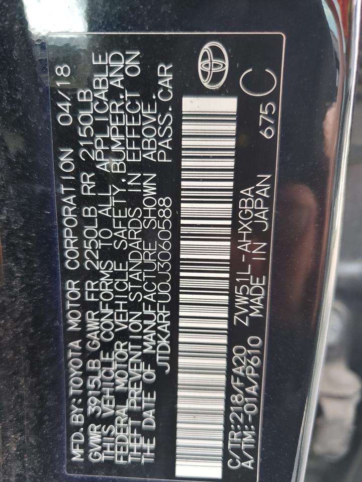 2018 Toyota Prius VIN: JTDKARFU0J3060588 Lot: 65866584