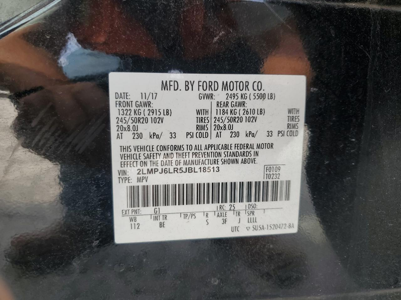 2LMPJ6LR5JBL18513 2018 Lincoln Mkx Reserve