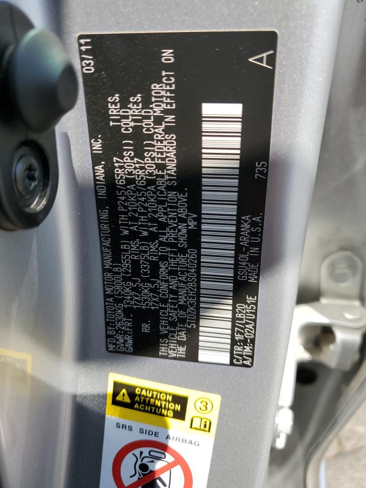 5TDZK3EH2BS040260 2011 Toyota Highlander Base