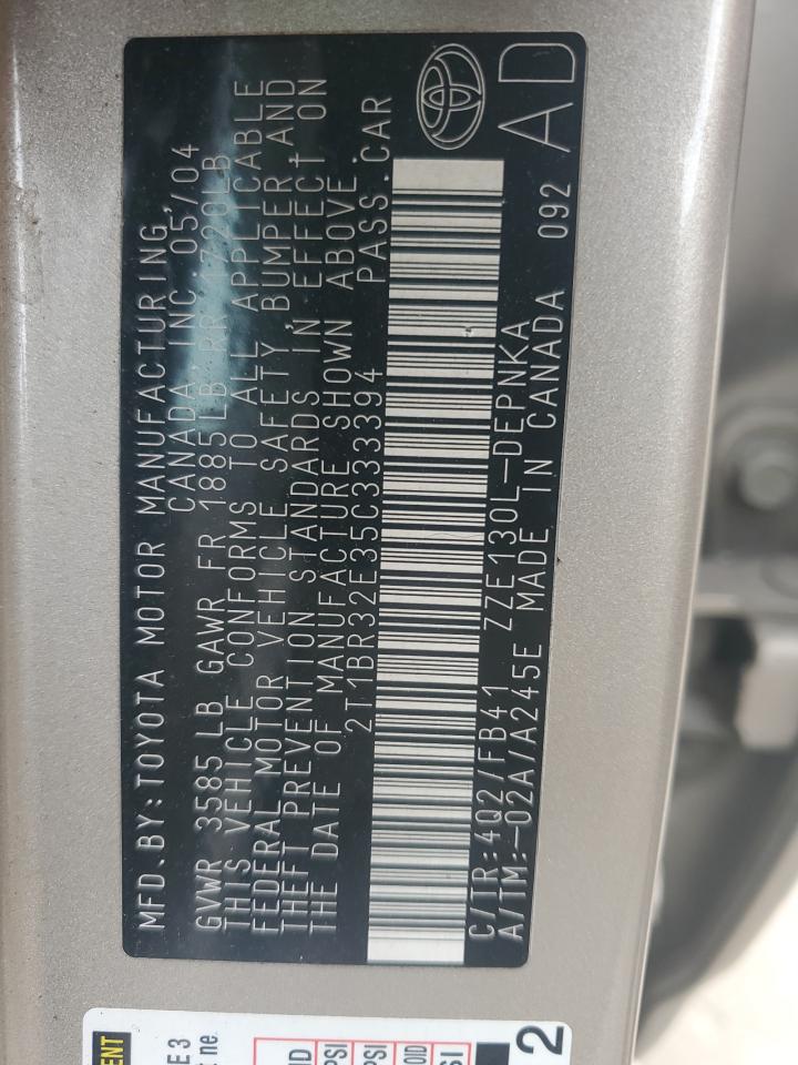 2005 Toyota Corolla Ce VIN: 2T1BR32E35C333394 Lot: 69945114