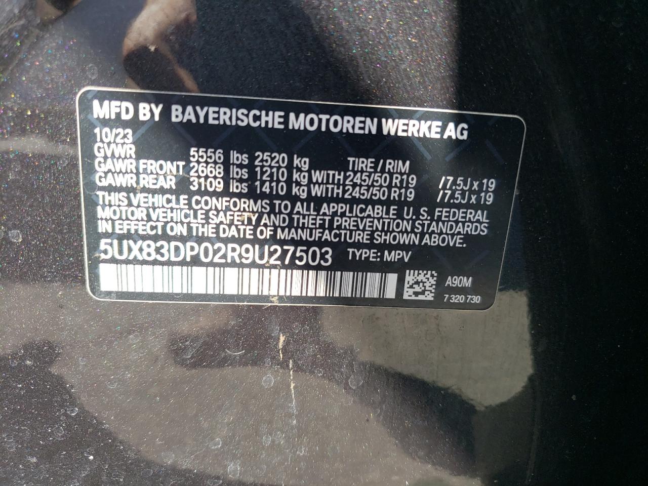 2024 BMW X3 M40I VIN: 5UX83DP02R9U27503 Lot: 66339754