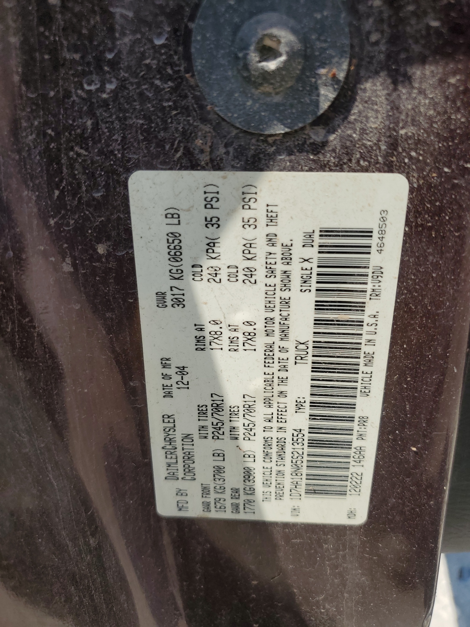 1D7HA18N05S213554 2005 Dodge Ram 1500 St