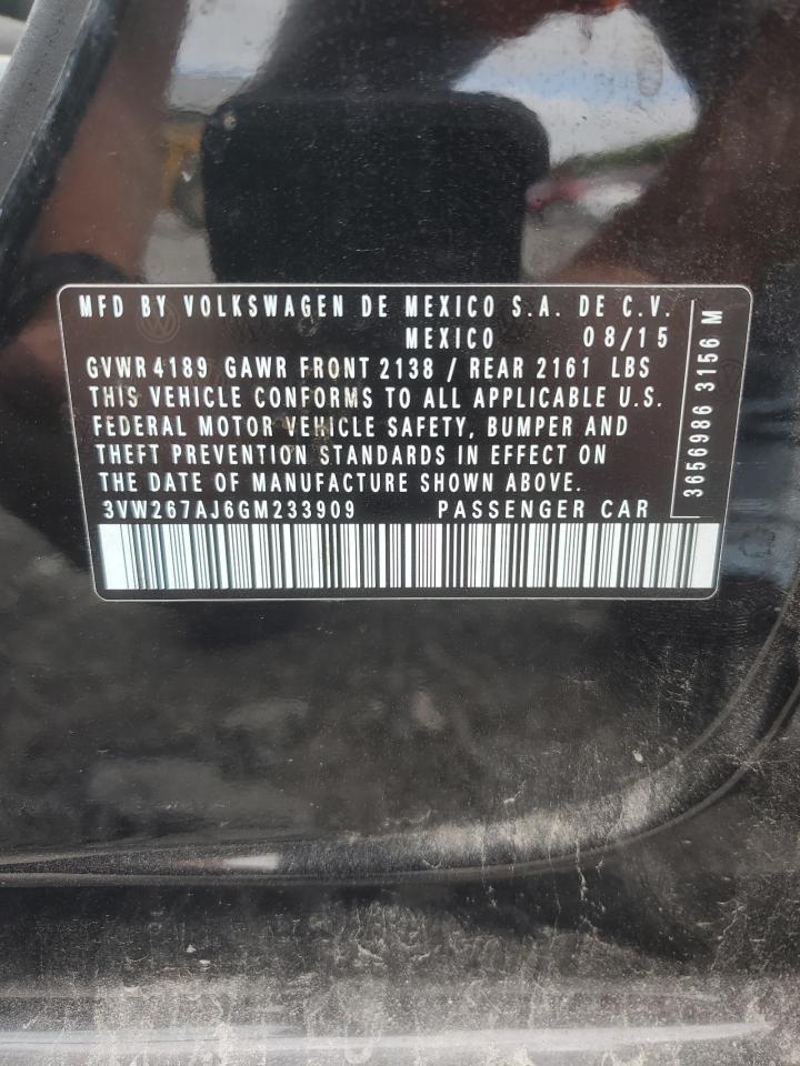 2016 Volkswagen Jetta S VIN: 3VW267AJ6GM233909 Lot: 67381004