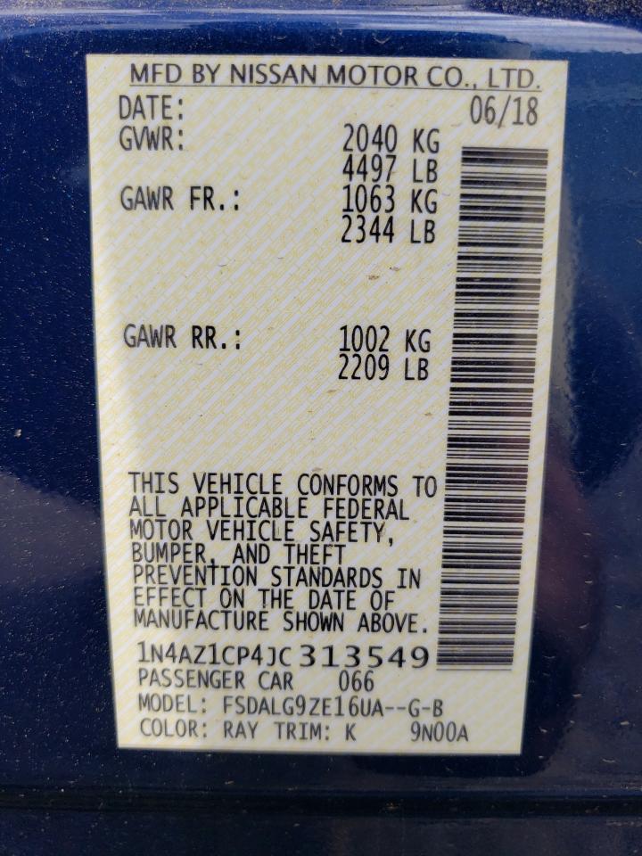 2018 Nissan Leaf S VIN: 1N4AZ1CP4JC313549 Lot: 66491984