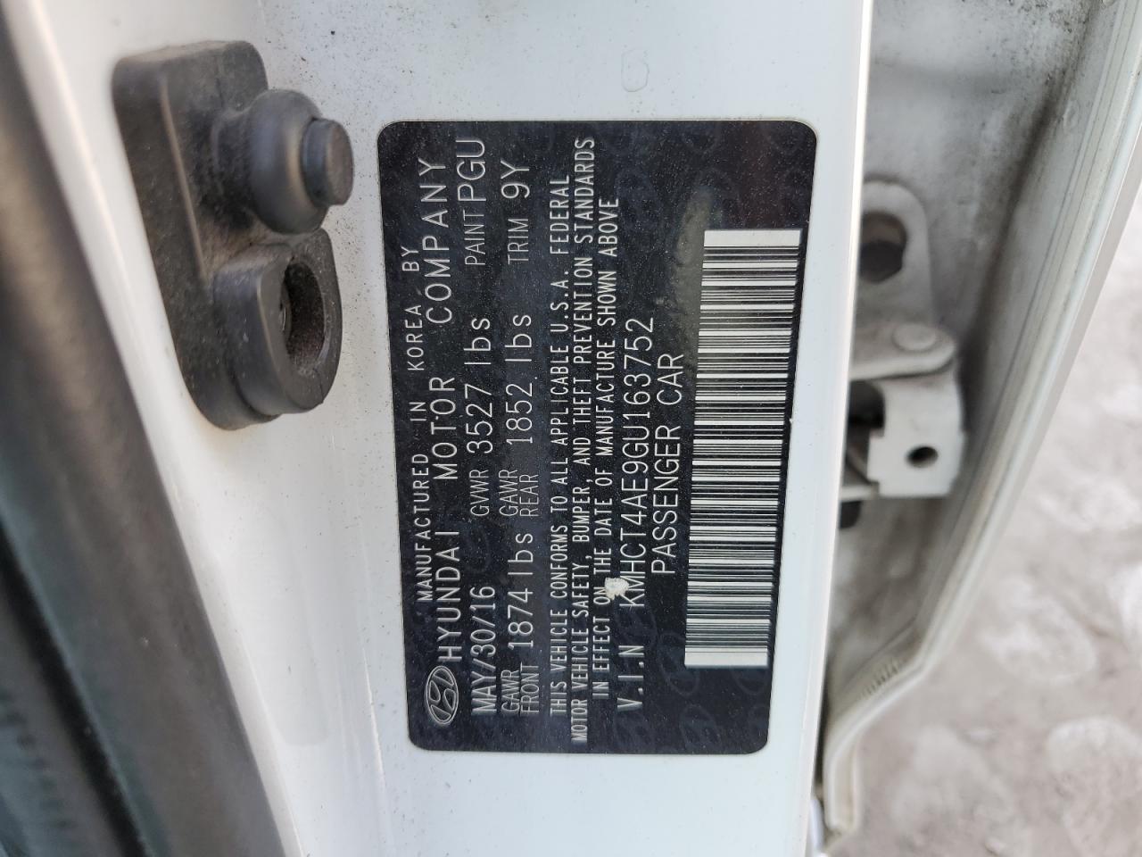 2016 Hyundai Accent Se VIN: KMHCT4AE9GU163752 Lot: 69403354