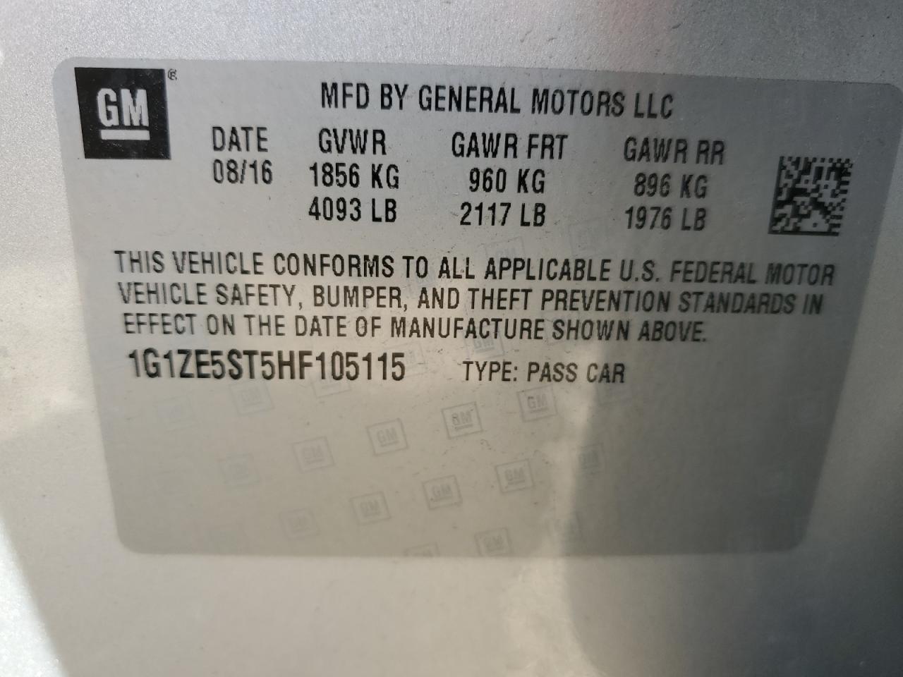 1G1ZE5ST5HF105115 2017 CHEVROLET MALIBU - Image 12