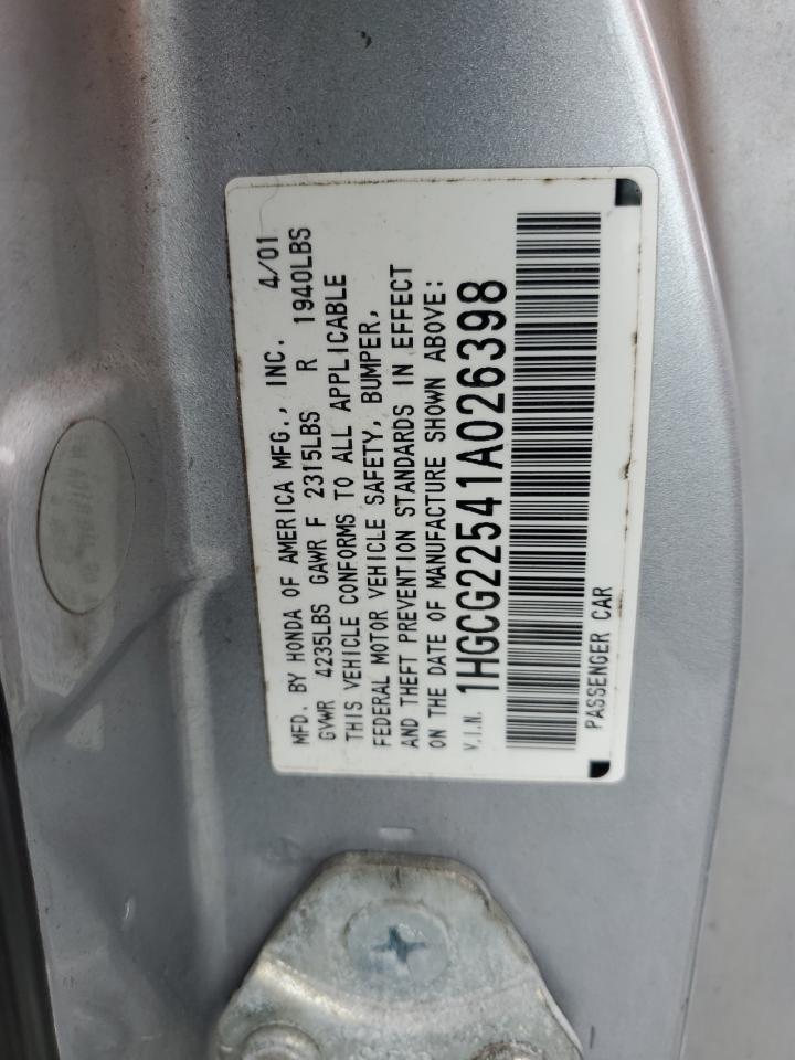 1HGCG22541A026398 2001 Honda Accord Ex