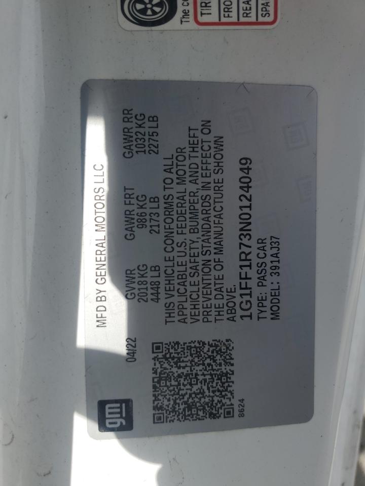 2022 Chevrolet Camaro Lt1 VIN: 1G1FF1R73N0124049 Lot: 66339064