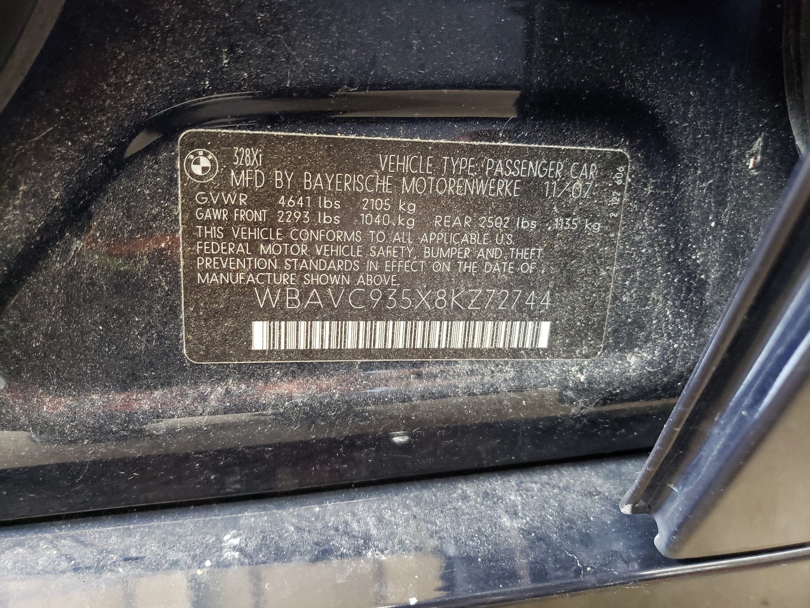 WBAVC935X8KZ72744 2008 BMW 328 Xi