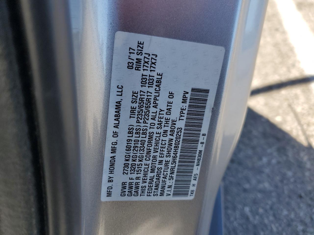 5FNRL6H70JB035370 2018 Honda Odyssey Exl