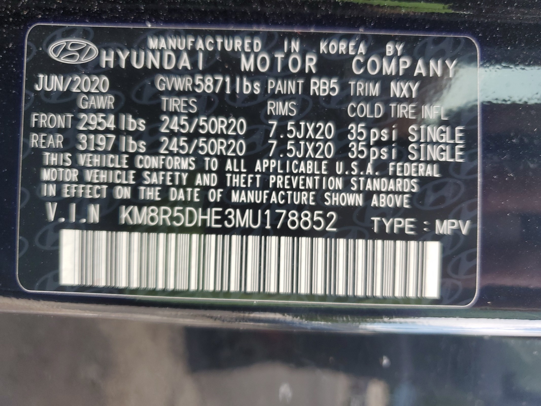 KM8R5DHE3MU178852 2021 Hyundai Palisade Limited