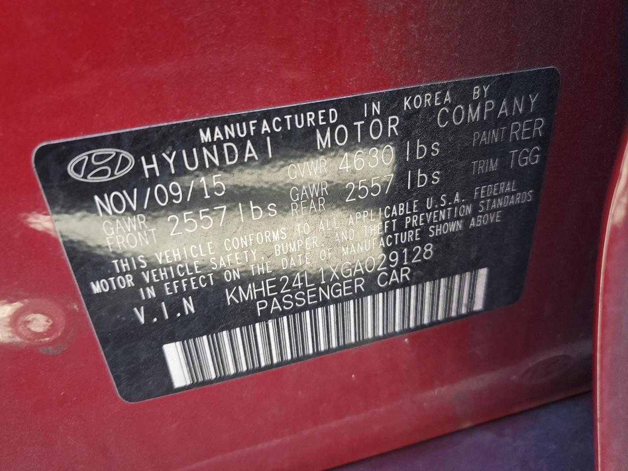 2016 Hyundai Sonata Hybrid VIN: KMHE24L1XGA029128 Lot: 66163324