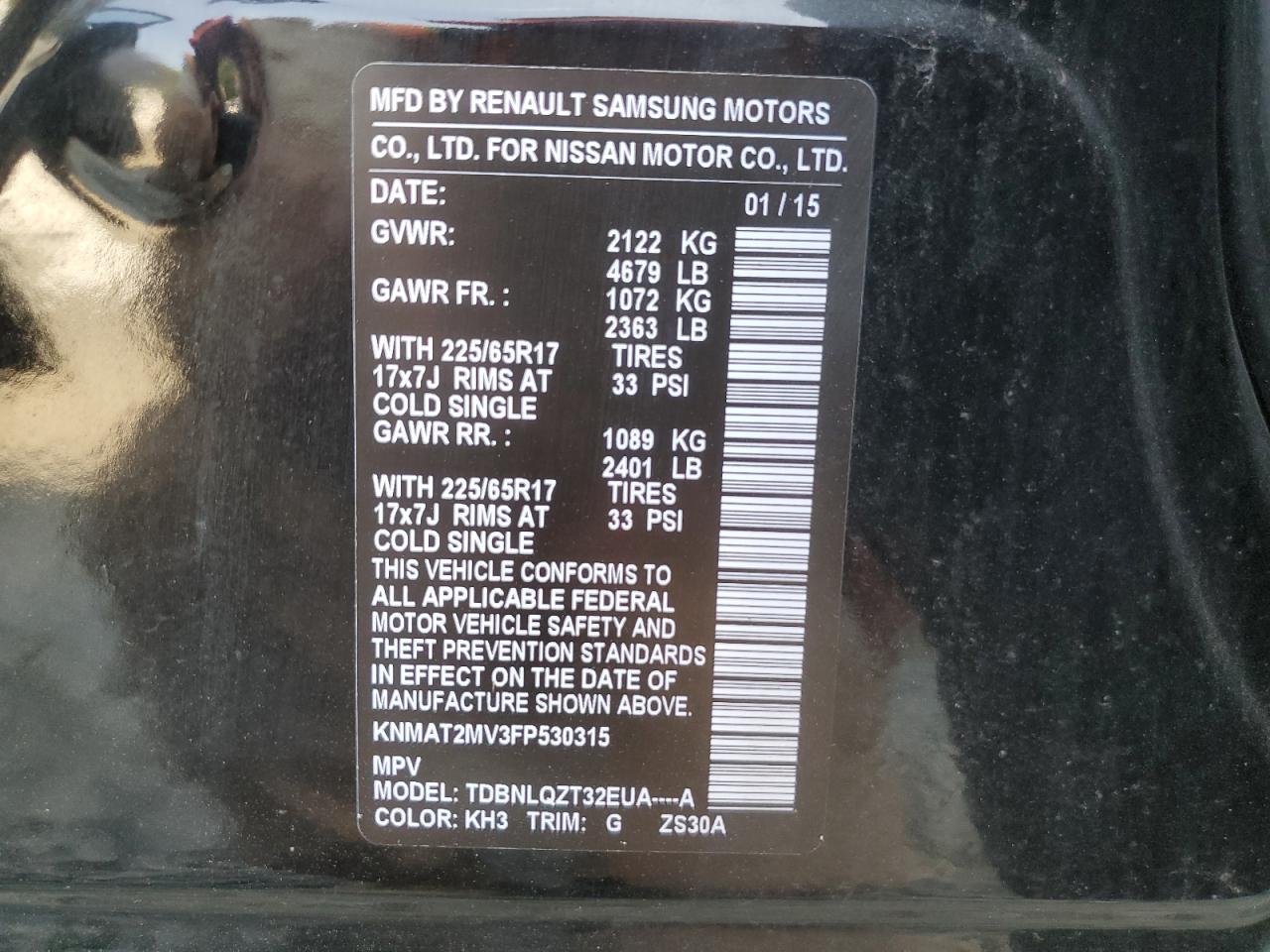 2015 Nissan Rogue S VIN: KNMAT2MV3FP530315 Lot: 65920514