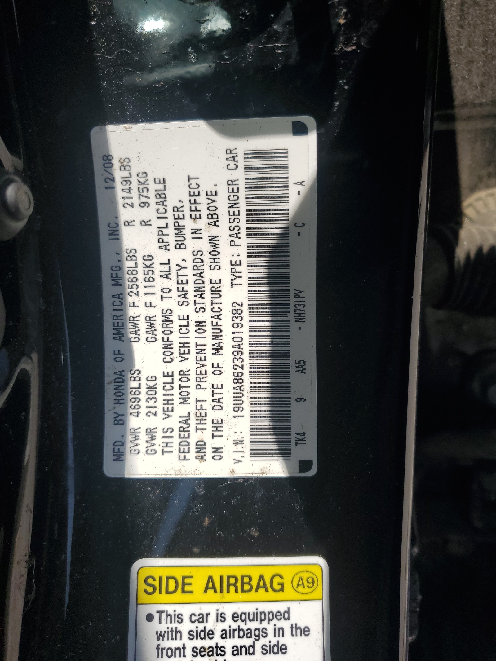 19UUA86239A019382 2009 Acura Tl