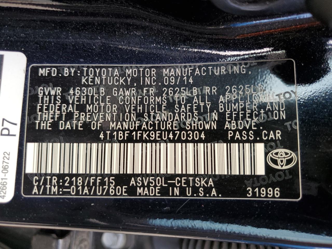 4T1BF1FK9EU470304 2014 Toyota Camry L