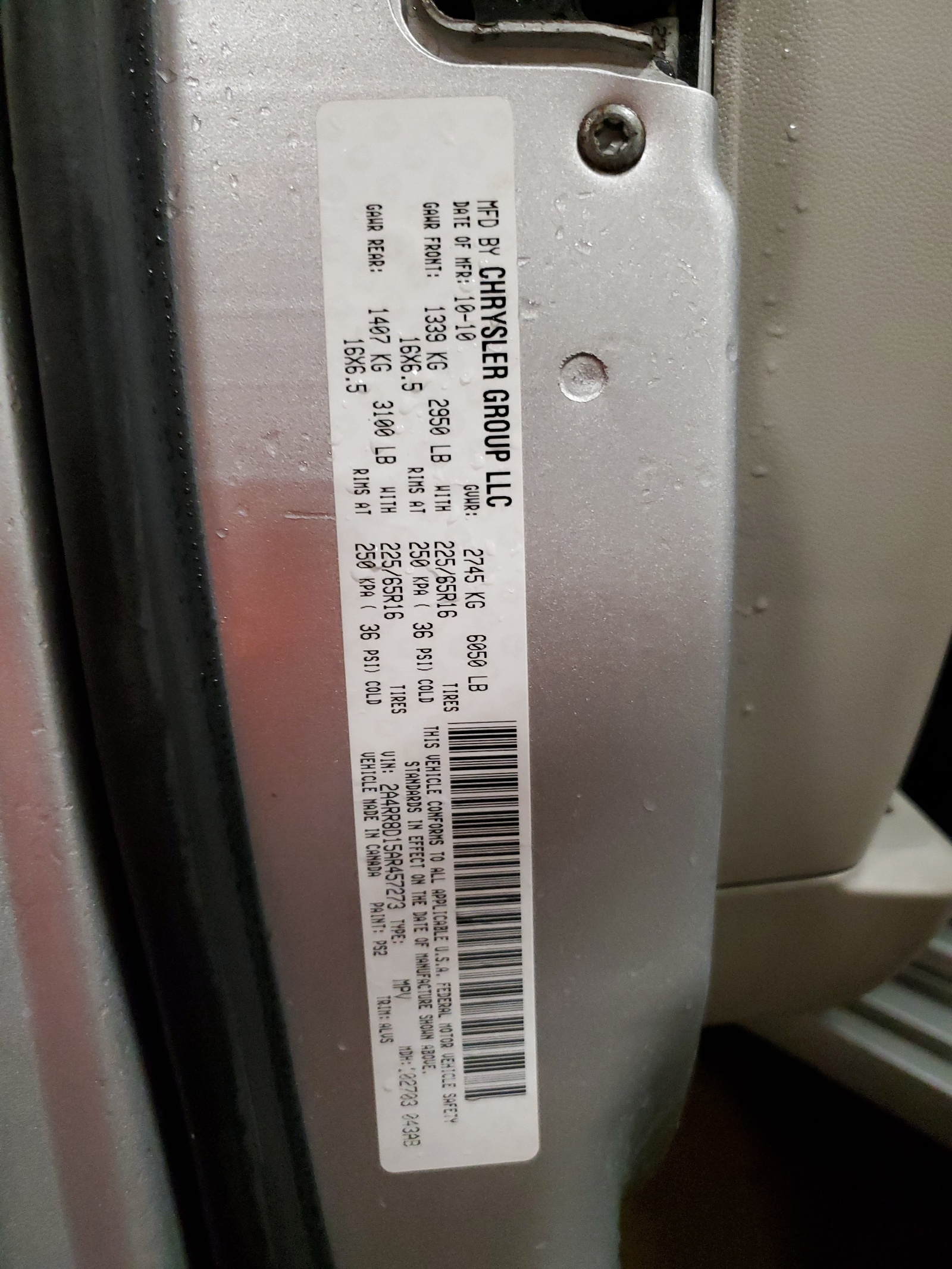 2A4RR8D15AR457273 2010 Chrysler Town & Country Touring Plus