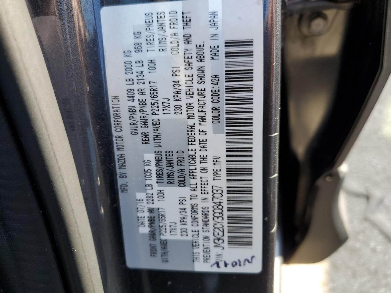 JM3KE2CY3G0847037 2016 Mazda Cx-5 Touring