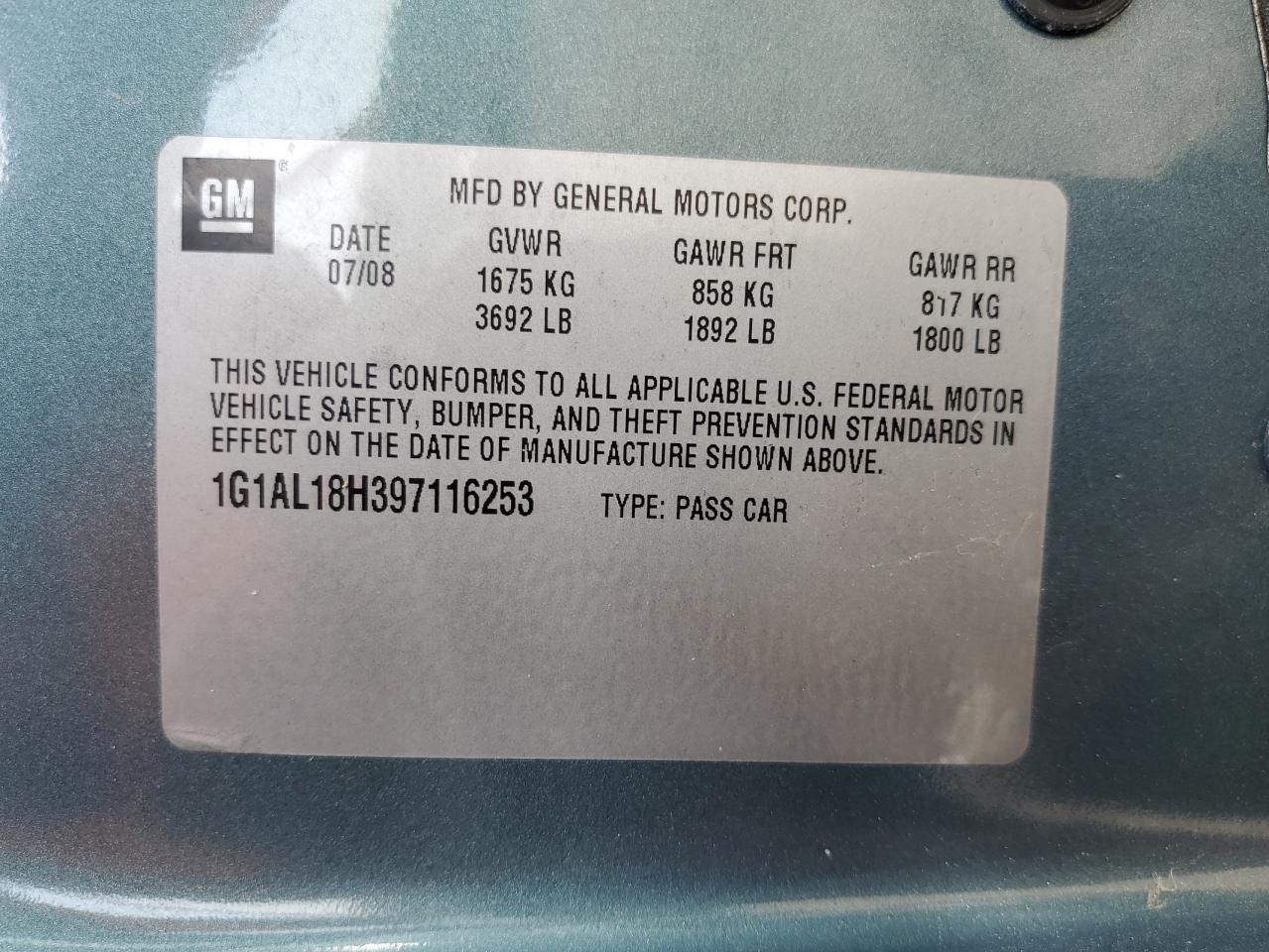 2009 Chevrolet Cobalt Lt VIN: 1G1AL18H397116253 Lot: 50686075