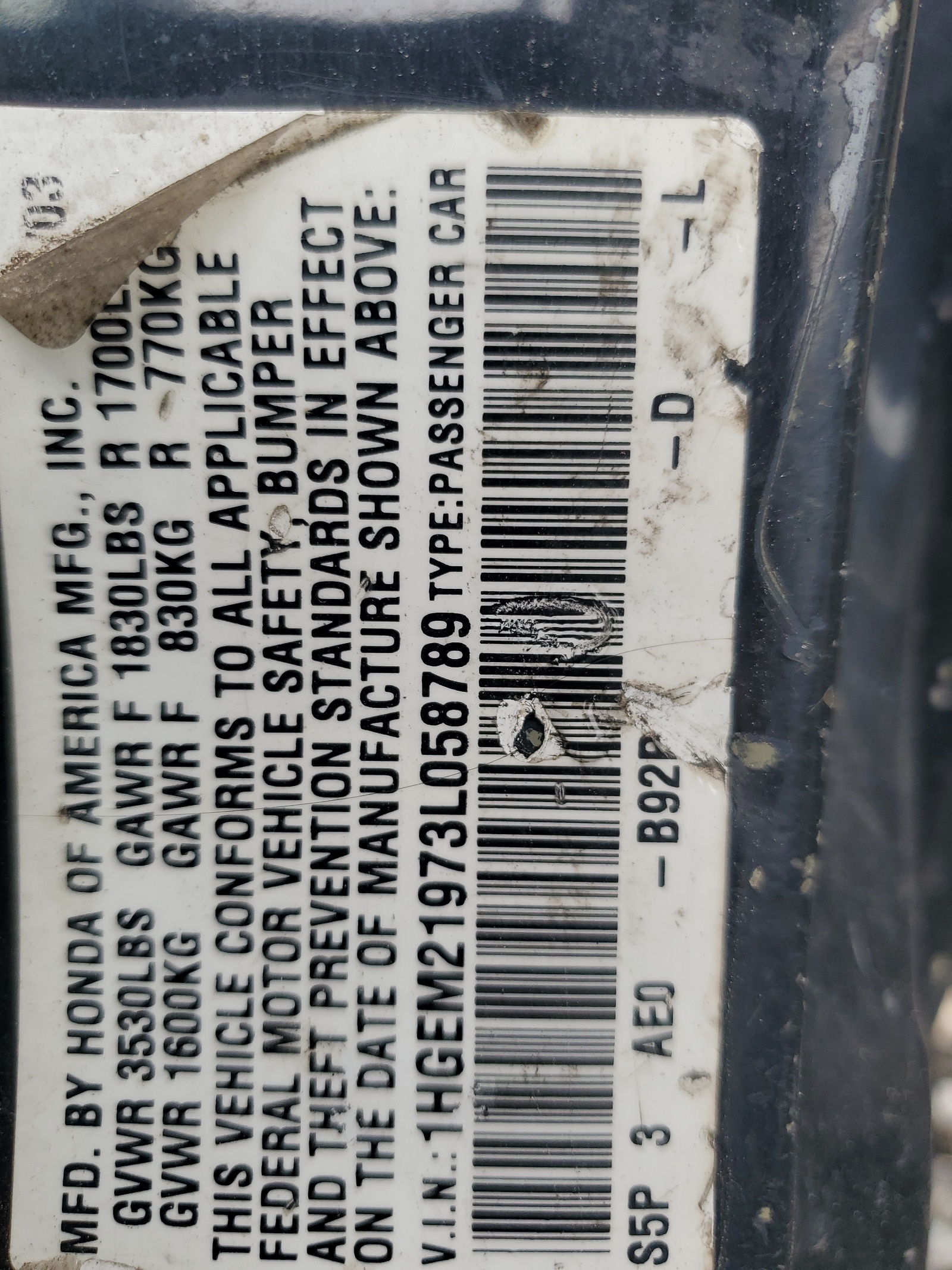 1HGEM21973L058789 2003 Honda Civic Ex