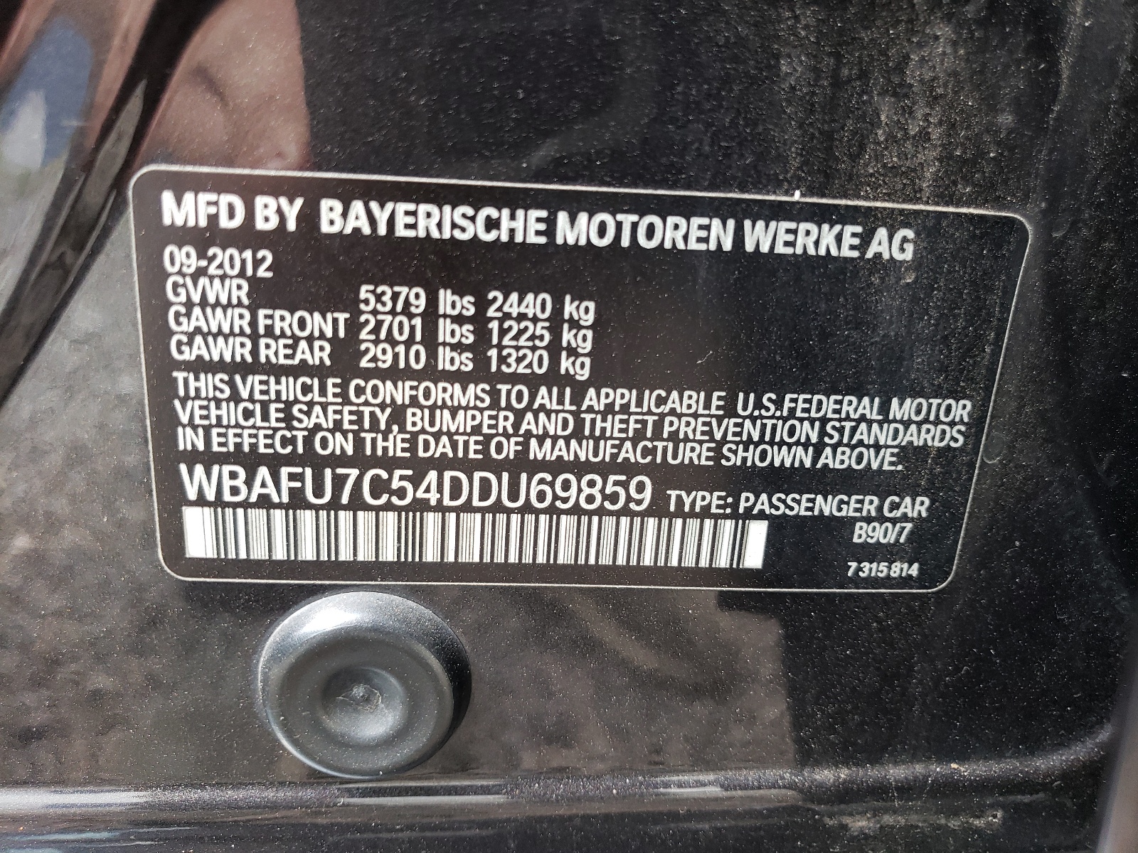 WBAFU7C54DDU69859 2013 BMW 535 Xi