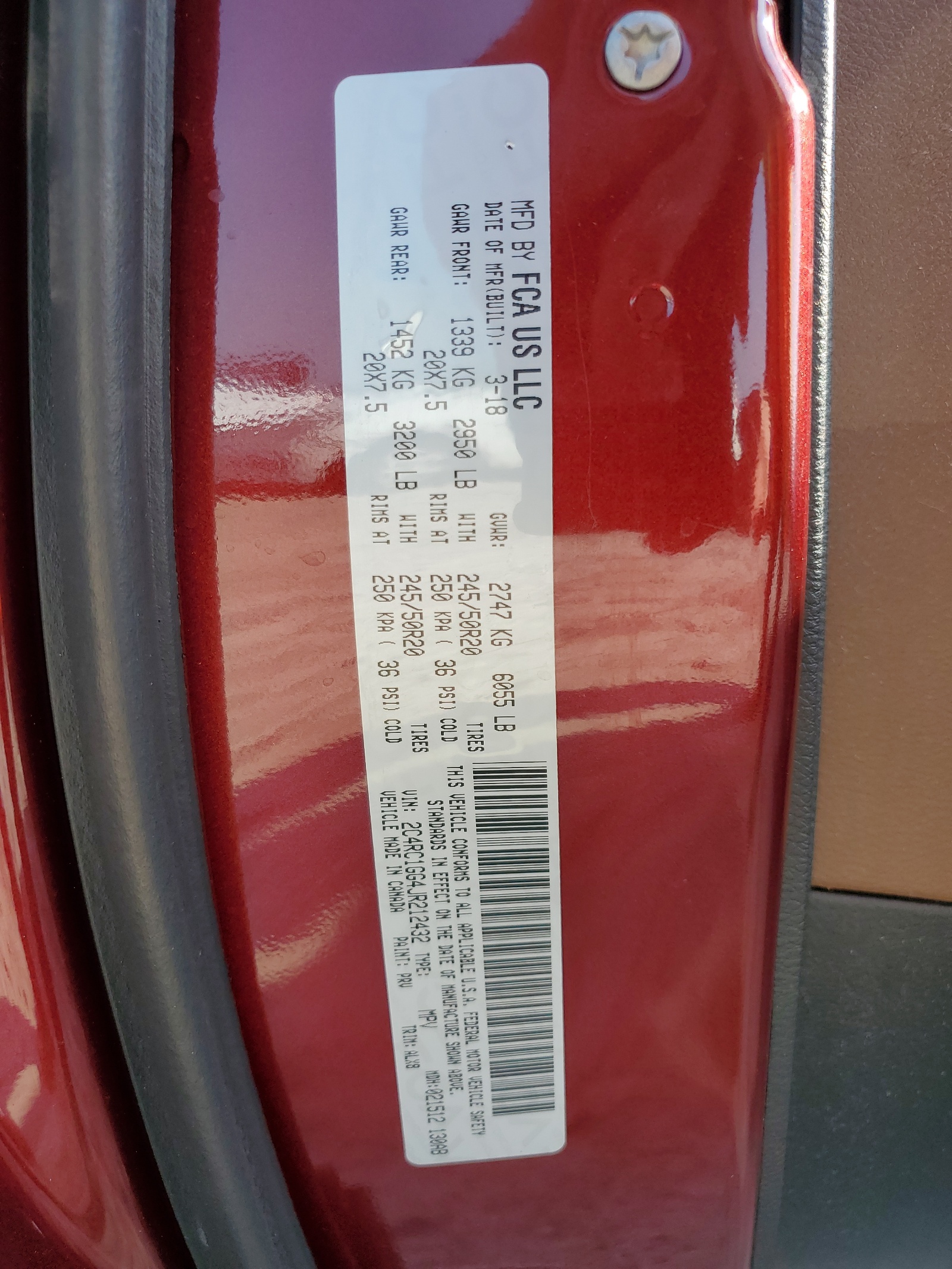 2C4RC1GG4JR212432 2018 Chrysler Pacifica Limited