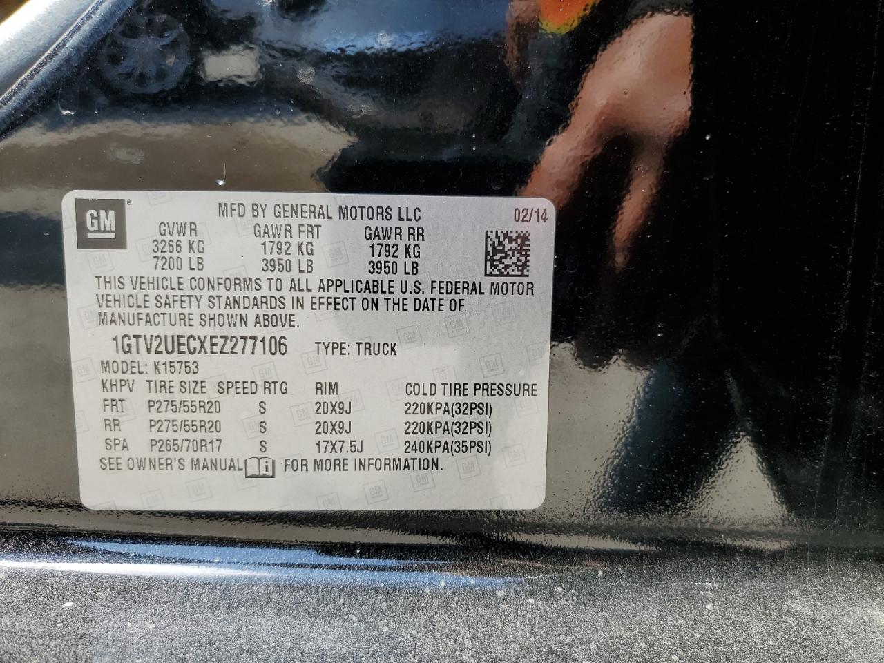 1GTV2UECXEZ277106 2014 GMC Sierra K1500 Sle