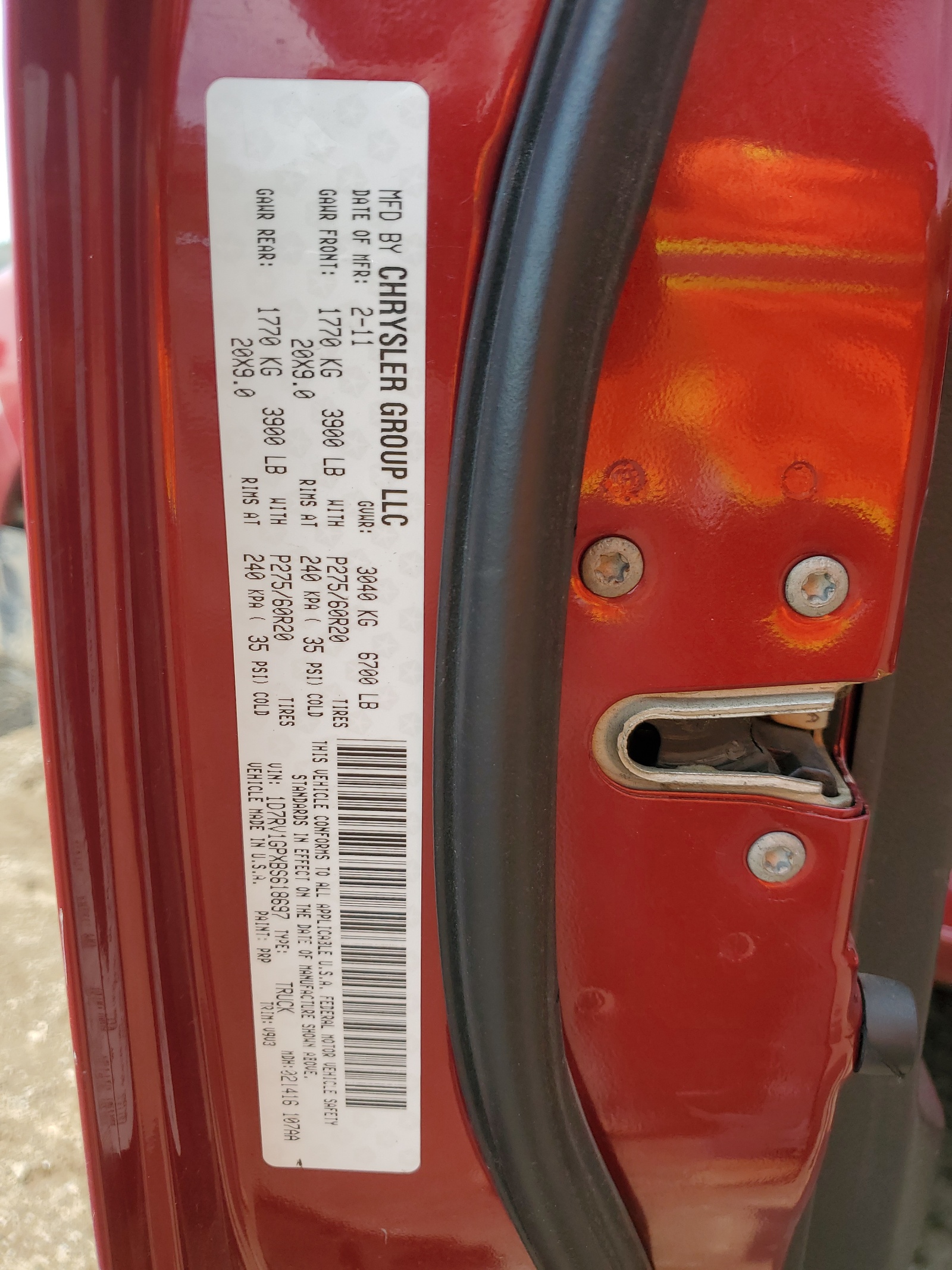 1D7RV1GPXBS618697 2011 Dodge Ram 1500