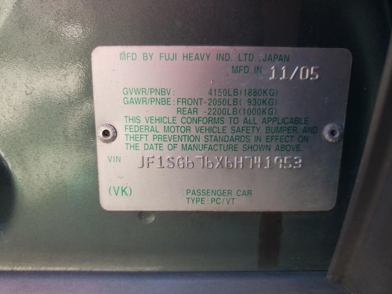 2006 Subaru Forester 2.5X Ll Bean VIN: JF1SG676X6H741953 Lot: 66748684