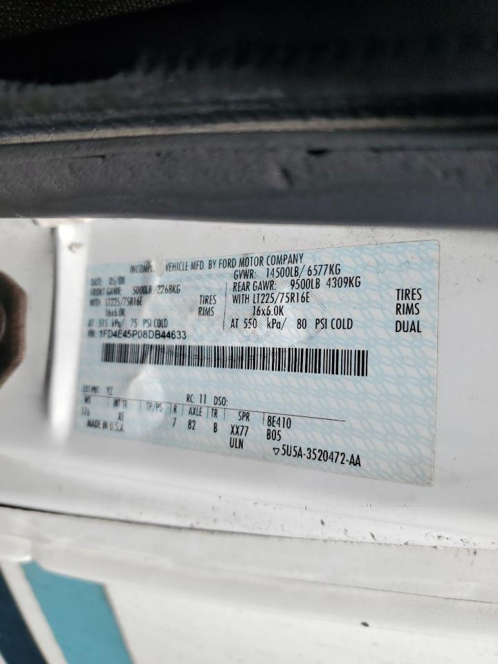 2008 Ford Econoline E450 Super Duty Cutaway Van VIN: 1FD4E45P08DB44633 Lot: 64995664