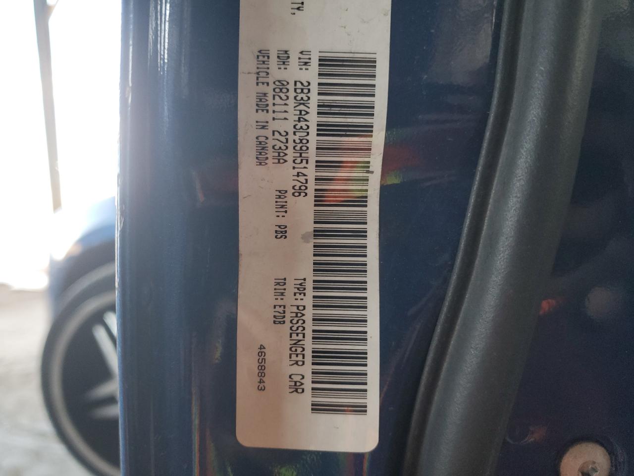 2009 Dodge Charger VIN: 2B3KA43D89H514796 Lot: 67533774