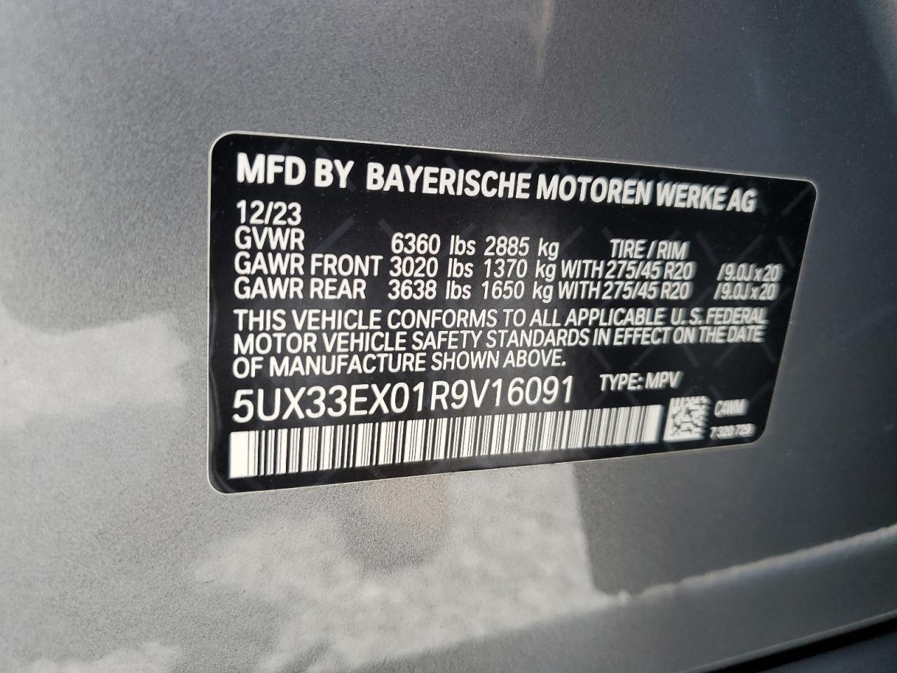 2024 BMW X6 xDrive40I VIN: 5UX33EX01R9V16091 Lot: 65772864