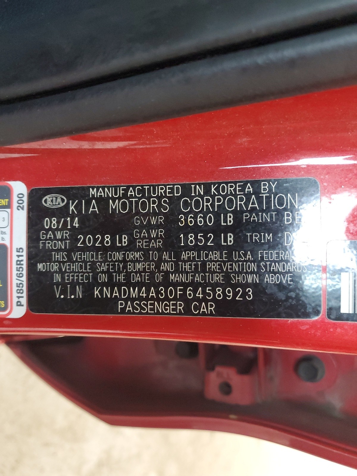 KNADM4A30F6458923 2015 Kia Rio Lx