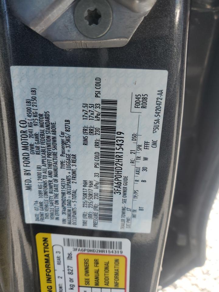 3FA6P0HD2HR154319 2017 Ford Fusion Se