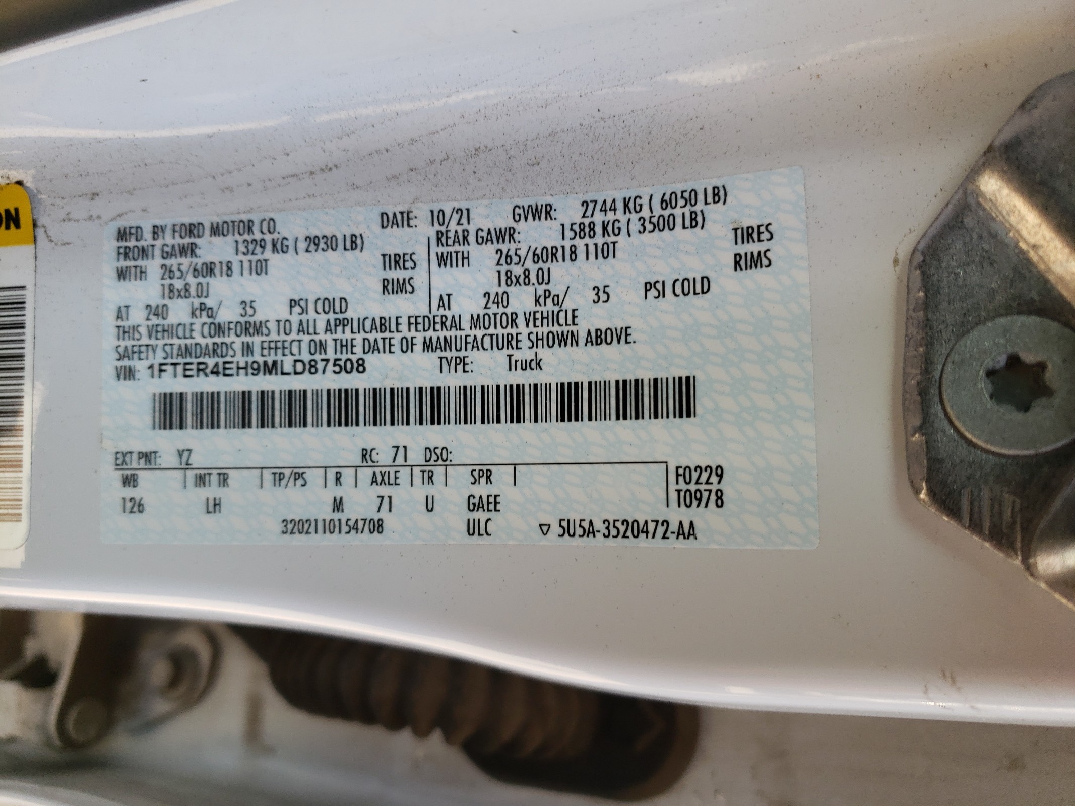 1FTER4EH9MLD87508 2021 Ford Ranger Xl