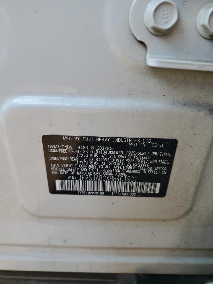 2017 Subaru Forester 2.5I VIN: JF2SJABCXHH401931 Lot: 65273834