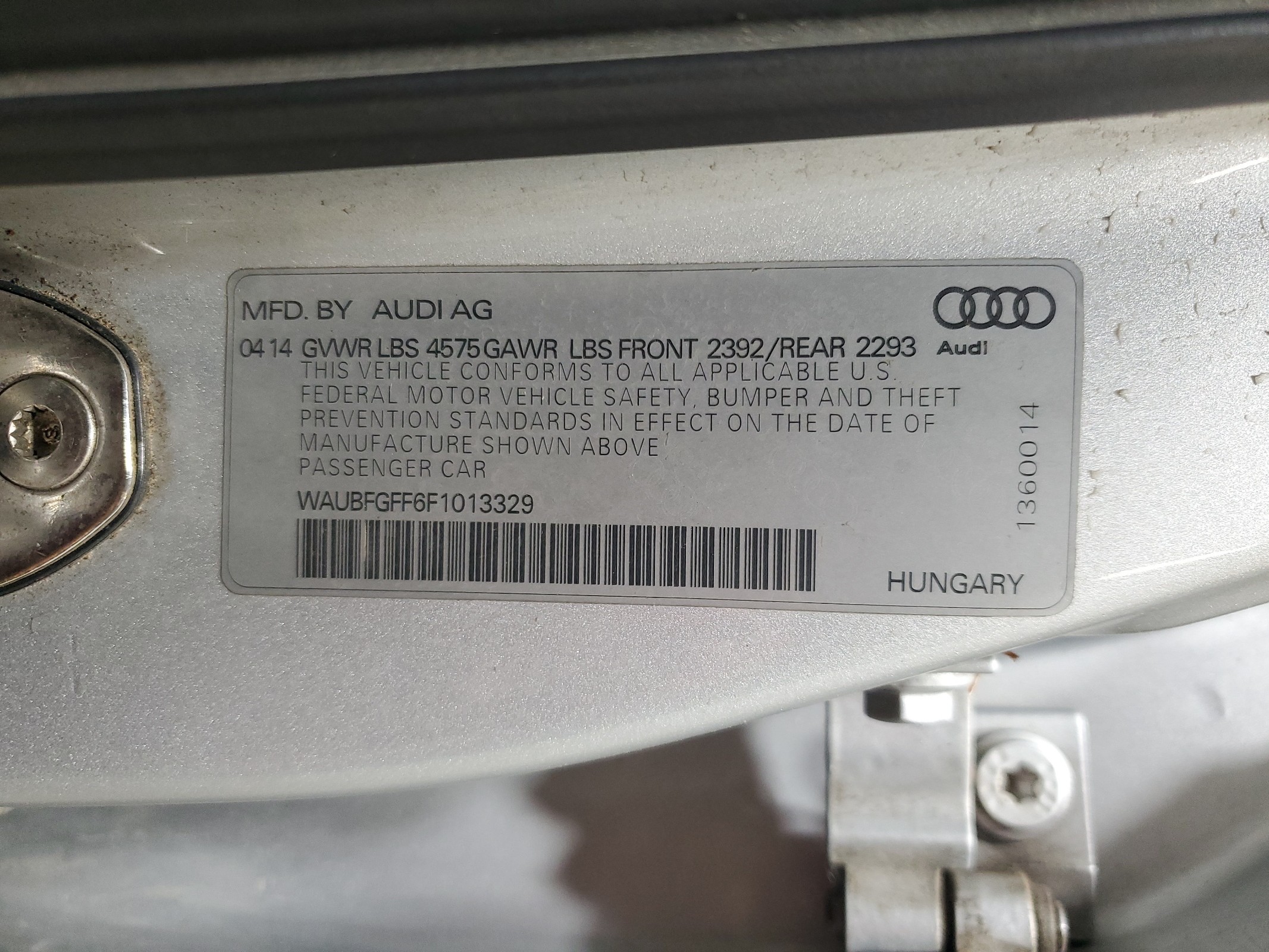 WAUBFGFF6F1013329 2015 Audi A3 Premium