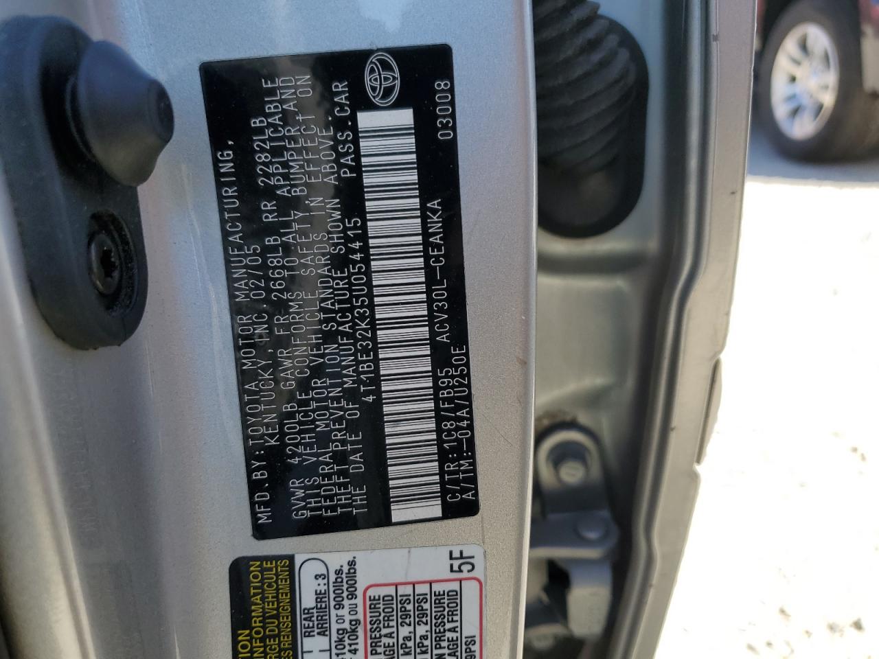 2005 Toyota Camry Le VIN: 4T1BE32K35U054415 Lot: 67167844