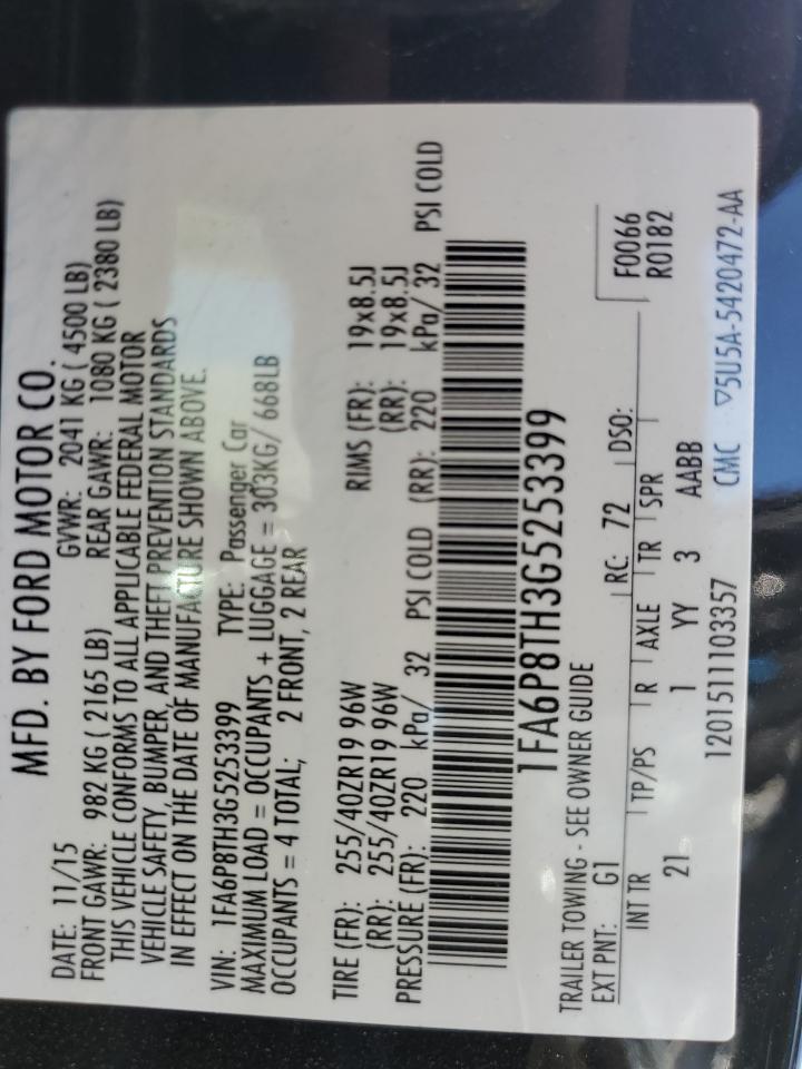 2016 Ford Mustang VIN: 1FA6P8TH3G5253399 Lot: 63934034